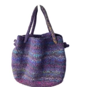 Hand Crafted Boiled Wool Lavender Handbag